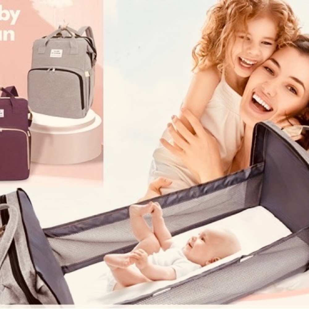 Portable Multifunctional Mommy Bag/ Large Diaper foldable Crib Bag